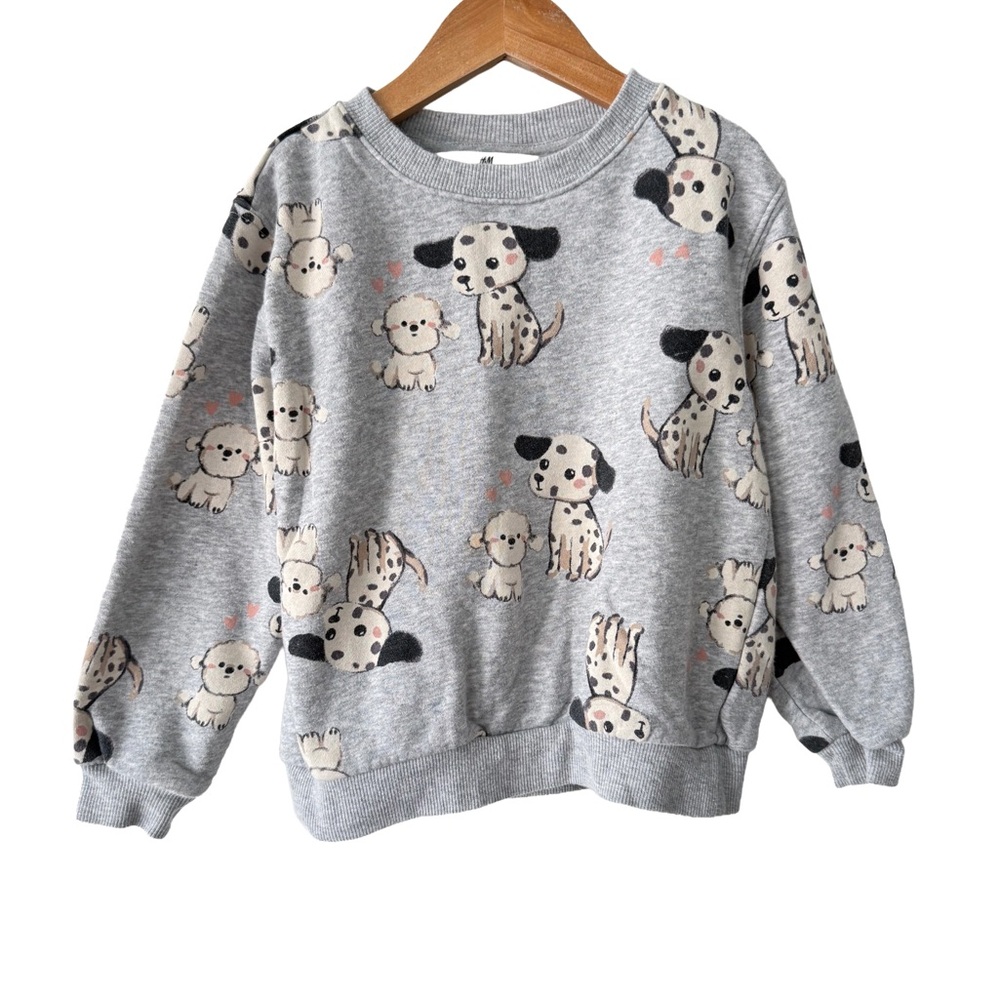 H&M Light Gray Puppy Crew Sweatshirt Size 5/6